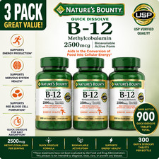 3-Pack Nature's Bounty Vitamin B-12 2500 mcg, 300 Quick Dissolve Tablets
