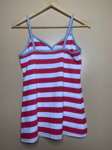 Old Navy Women Size Small Tank Top V Neck Red White Striped Spaghetti Strap - Picture 12 of 14
