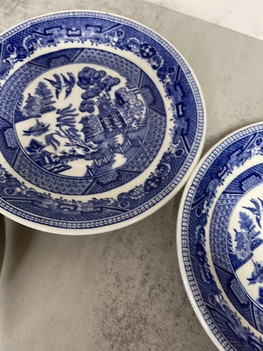 Vintage Mix Petrus Regout Co Blue Willow Saucer Porcelain Plate Holland Set of 4 - Picture 4 of 9