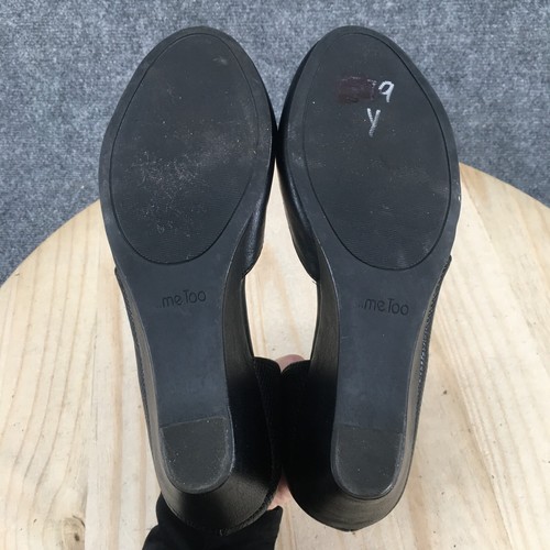 Me Too Heels Womens 10 M D Misty Orsay Wedge Pumps Black Faux Leather Slip On - Picture 11 of 19