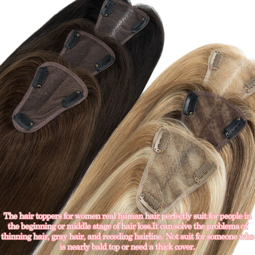 Free Part Clip in Top/Side/Left Lace Base Real Remy Human Hair Topper Hairpiece - Picture 4 of 32