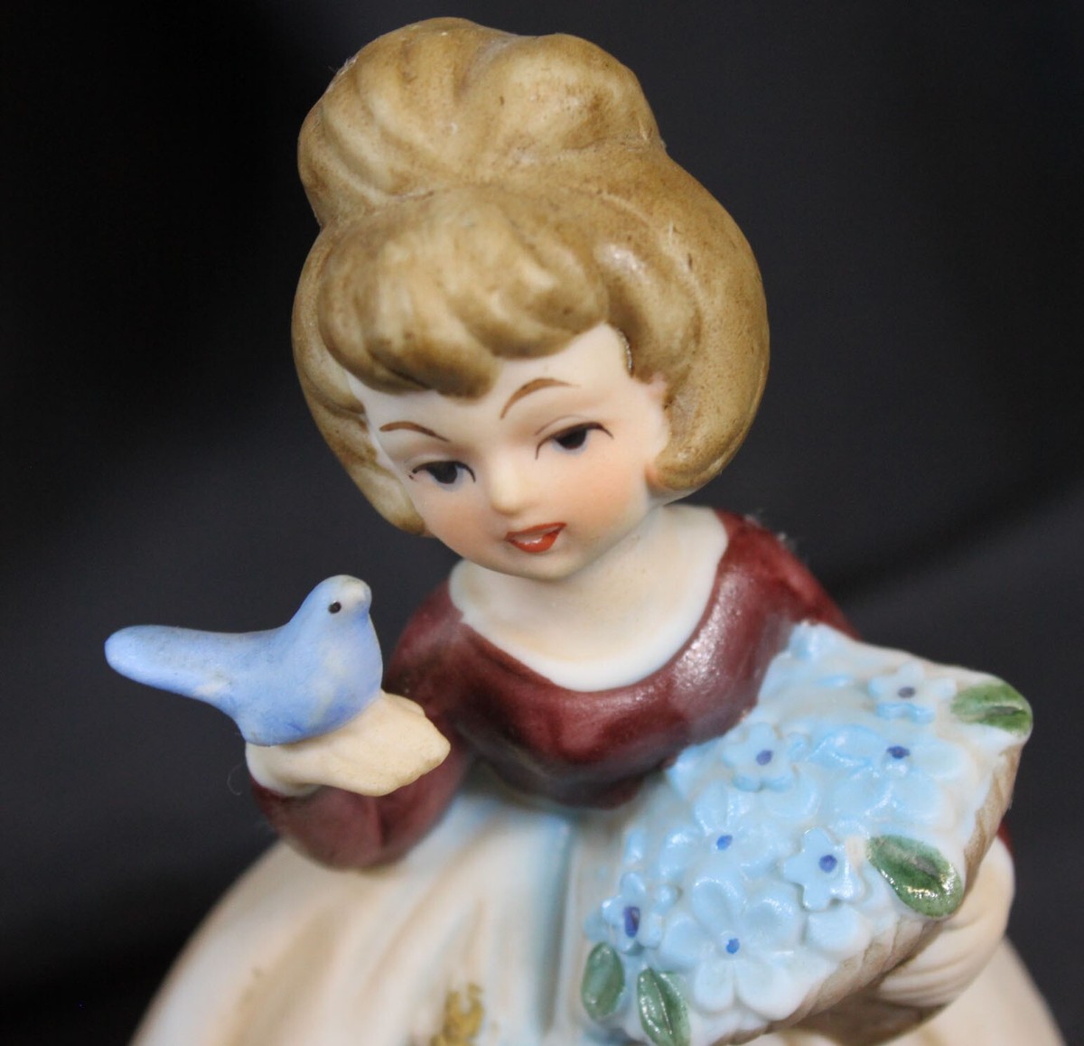Vtg Lefton by Marika Figurine Lady Woman Bluebird Fancy
