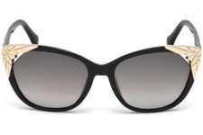 Roberto Cavalli Castagneto RC1034 01B Black Gold Cat Eye Sunglasses 56-17-140