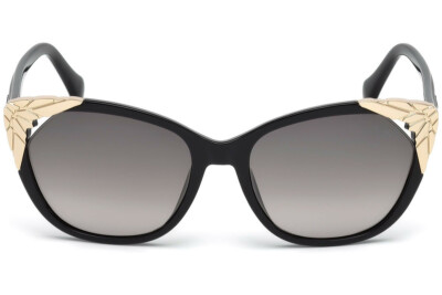 Roberto Cavalli Castagneto RC1034 01B Black & Gold Cat Eye Sunglasses 56-17-140