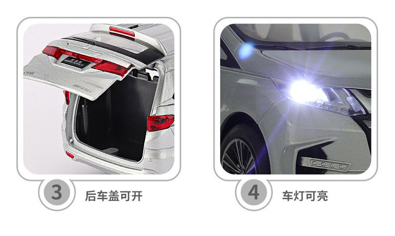 1/32 Scale Honda Odyssey Alloy Die-Cast Car Model - 6 Doors With Sound & Light Features