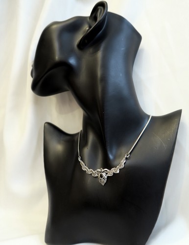 925 ECHT SILBER *** Jugendstil Onyx Markasit Collier Kette, 45 cm - Picture 3 of 6