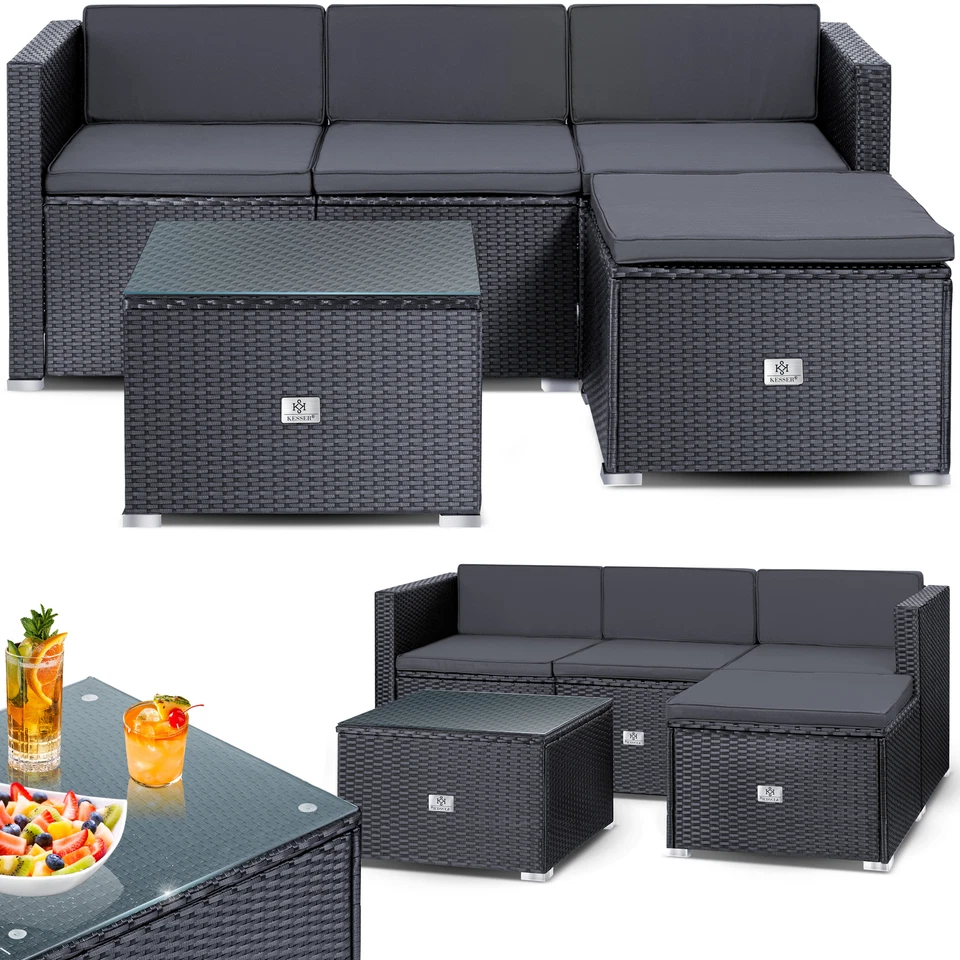 KESSER® Polyrattan Gartenmöbel Lounge Sitzgruppe Garten Balkon Sofa Couch Rattan