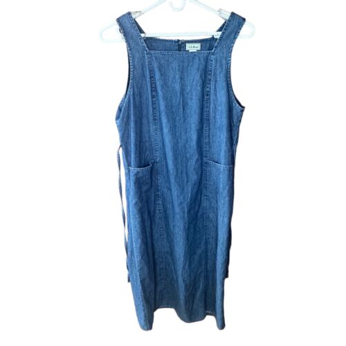 LL Bean Dress Womens 20W Blue Denim Jumper Pockets Vintage Cottagecore Farmhouse - Foto 1 di 7