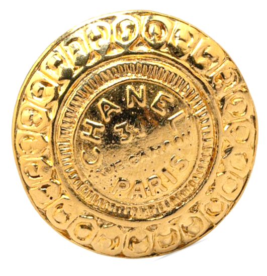CHANEL Logo 31 Rue Cambon PARIS Round Brooch Gold Tone Pin CHANEL Logo 31 Rue Cambon PARIS Round Brooch Gold Tone Pin