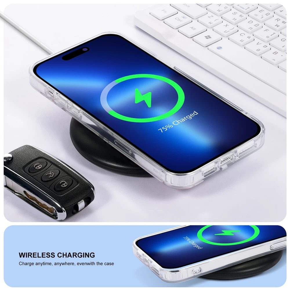 Phone Case Compatible With iPhone 14 Pro ,Magnetic Charging, Clear w/ Butterfly