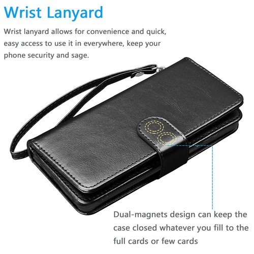 Funda billetera de cuero con tarjetero magnético para teléfono Apple iPhone 16E - Imagen 11 de 39