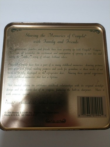 Crayola 1994 Sharing Memories Of Crayola Collectors Tin. Empty - Picture 2 of 9