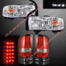 Combo One Pieces Style Headlights Led Taillights For 94-01 Dodge Ram Pickup