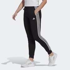 Adidas Women's Essentials Fleece 3-Stripes Slim Tapered Cuffed Pants Gm5551