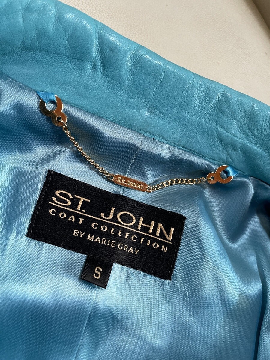 St. John By Marie Gray Leather Jacket Size Small Coat St. John By Marie Gray Leather Jacket Size Small Coat