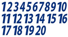 1-20 Numbers Reflective Blue Sticker Vinyl Decals 1" - 10" Set Of 20 591-R 