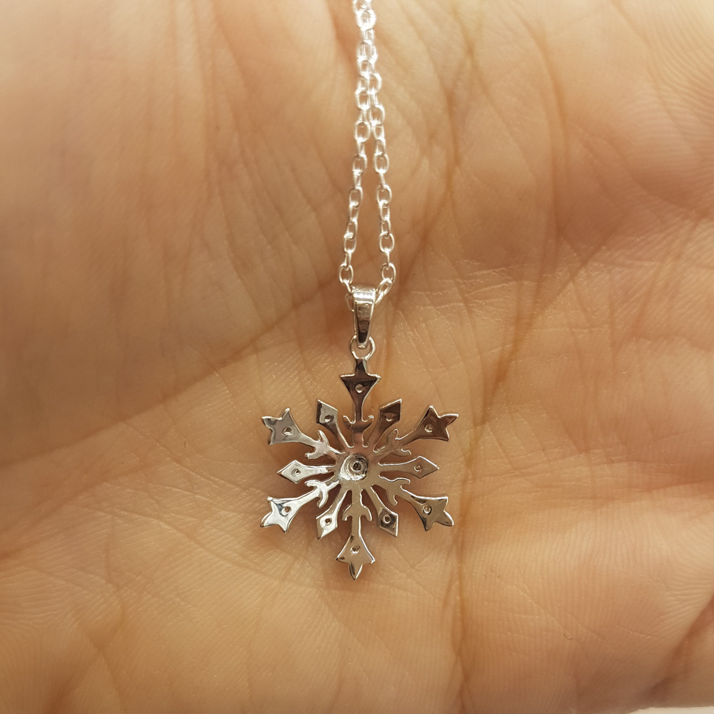 Dazzlingrock Collection Snowflake Diamond Pendant - 0.15 Carat 10K Rose Gold With 18 Inch Silver Chain