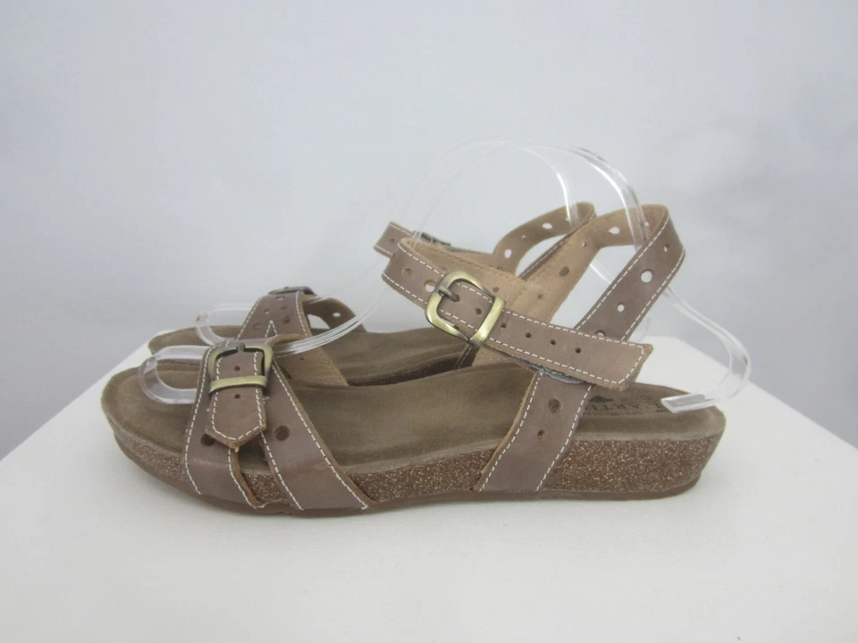 Springstep L Artiste Womens 9 Techinc Taupe Gray Leather Ankle Strap Sandals 40 - Image 2 of 4