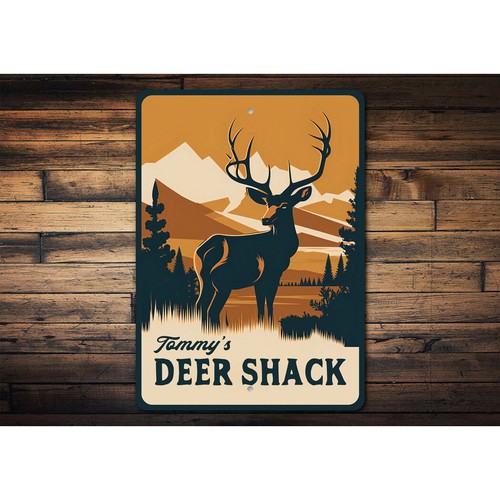Wilderness Deer Shack Personalized Metal Sign - Picture 2 of 4