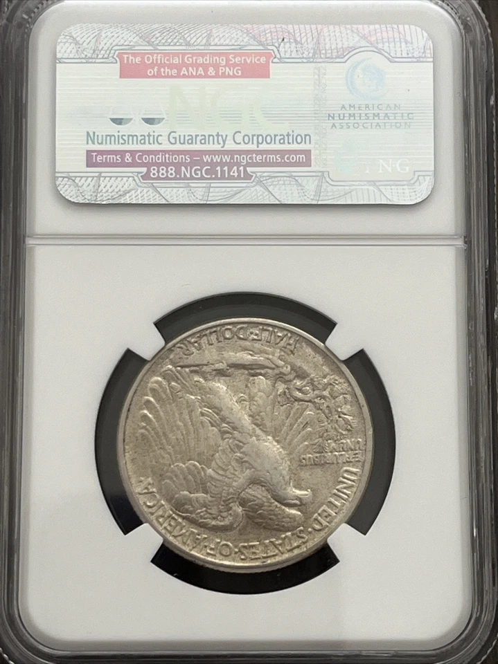 1943 50C ERROR NGC AU 55 OBVERSSE LAMINATION WALKING LIBERTY  - Image 4 of 4