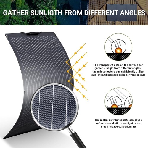 ALLPOWERS SF100 Flexible Solar Panel 100W 24V / 12V IP68 Monocrystalline Solar - Picture 7 of 9