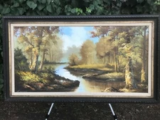 HUBERT BAUER Original 1950s HUGE WESTERN LANDSCAPE Modern Impressionist Canvas