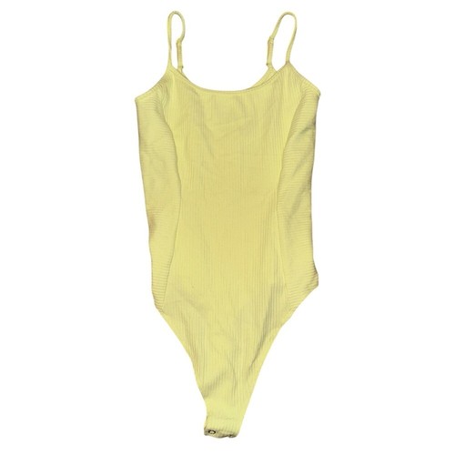 Abercrombie & Fitch yellow ribbed snap button bodysuit women’s size small - 第 1/8 張圖片