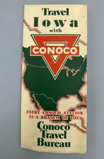 1930s CONOCO Gas & Oil IOWA MAP Vintage