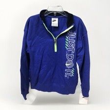 Nike Just Do It Boys Athletic Medium Collar Pullover Blue NWT 6/M Zipper 1/4