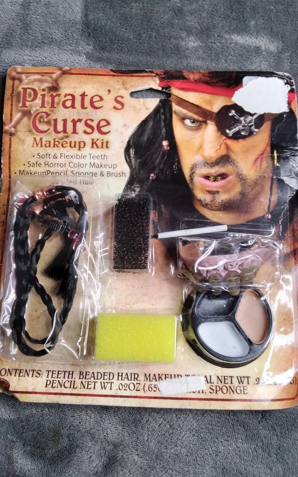 Kit de Maquillaje Maldición Pirata Disfraz de Halloween Kit de Parche para Dientes y Ojos NUEVO