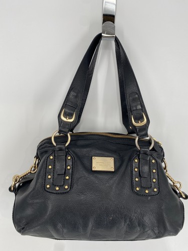 VTG Michael Kors Black Pebble Leather Zip Tote Hobo Bag Purse Shoulder Bag Studs - Picture 11 of 21