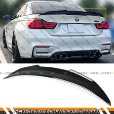 PSM STYLE GLOSS BLACK TRUNK SPOILER WING FOR 2014-20 BMW F33 F83 M4 CONVERTIBLE