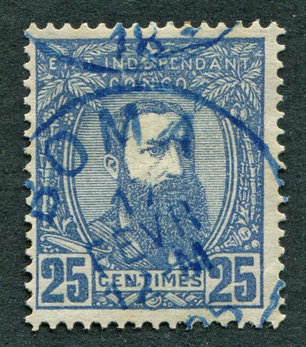 BELGIAN CONGO 1889 25c SG9 used NG King Léopold II ETAT INDEPENDANT DU CONGO B02