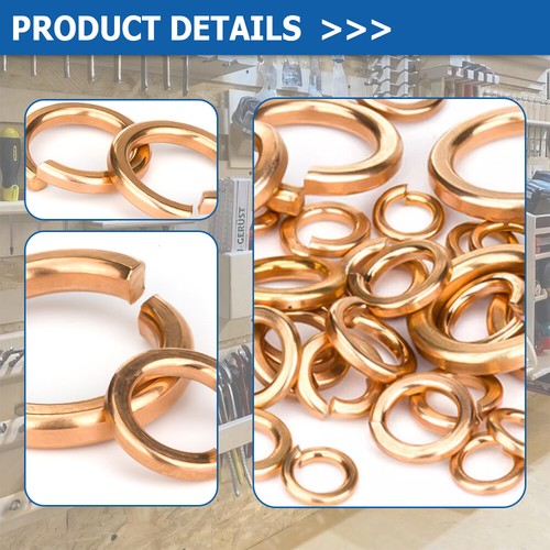 M2 to M20 Square Section Spring Split Washers T2 Pure Copper Spring Washers - Picture 4 of 25