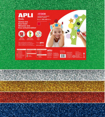 Ref:13436] APLI Pochette mousse caoutchouc à paillettes feuilles