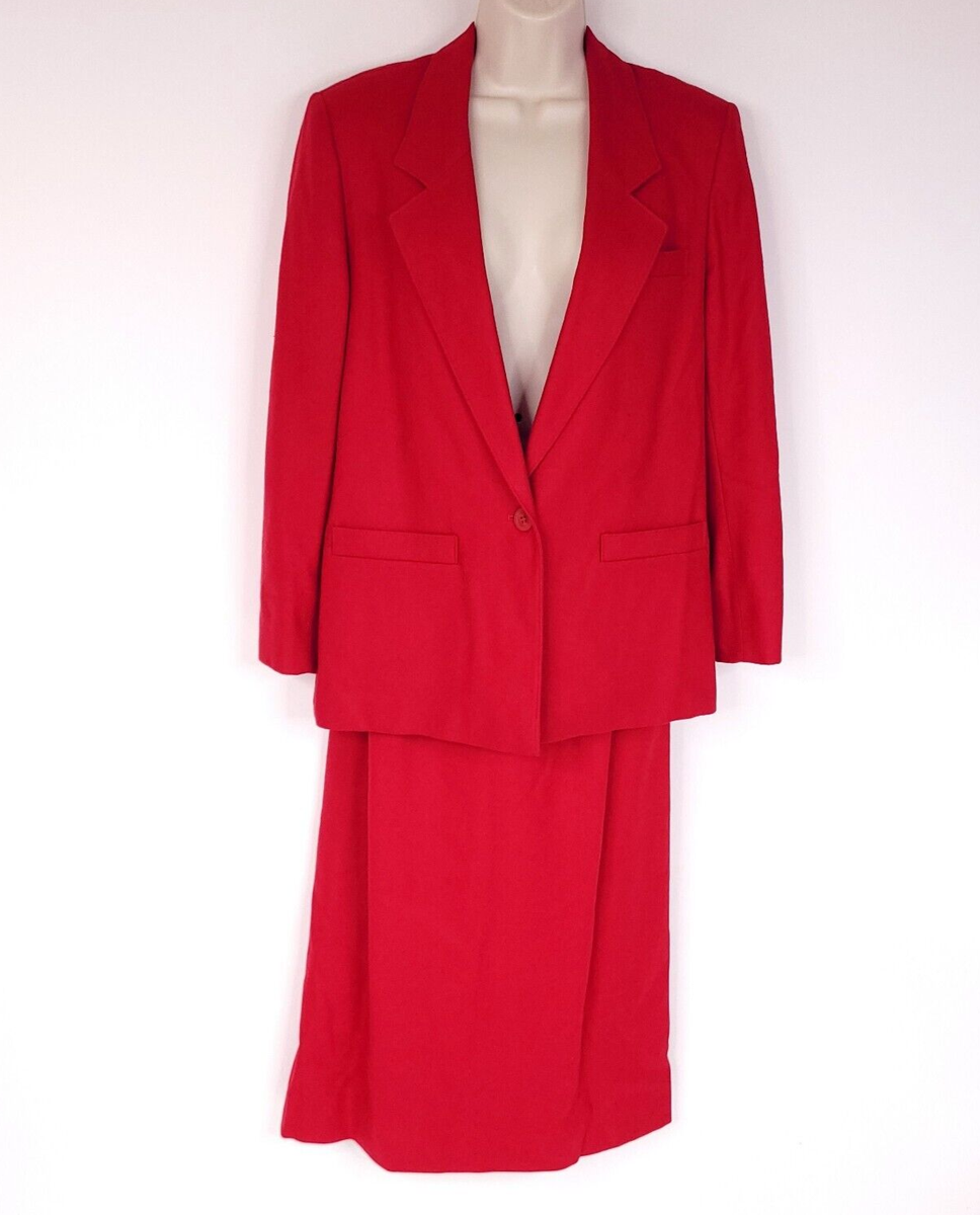 Vintage Pendleton Womens Skirt Suit Set Red 100% Virgin Wool Skirt