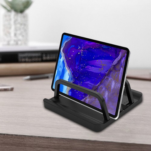 2 Slot Vertical Laptop Stand Anti-Slip Holder for Computer Tablet Phone (Black) - Afbeelding 5 van 11