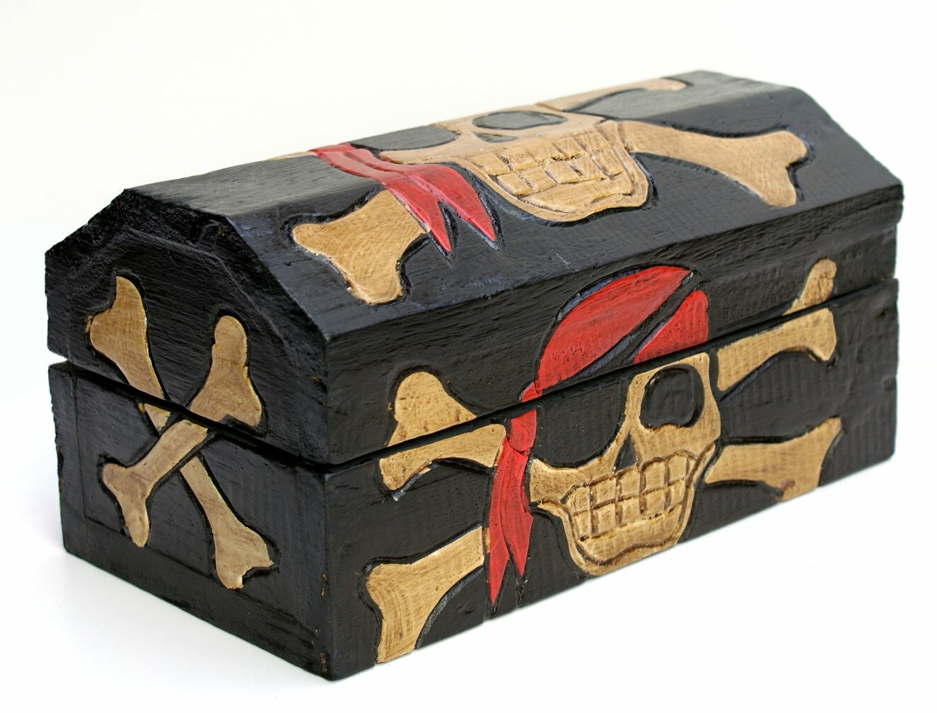 Wooden Pirate Chest Small Treasure Storage Case Box Black Gift Idea