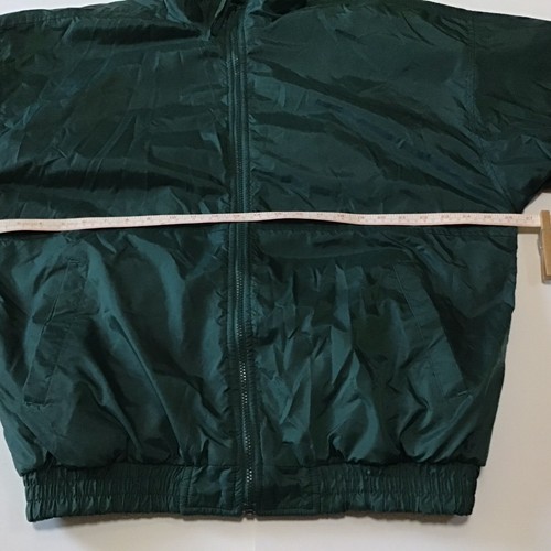 VTG Trader Bay Jacket Mens Sz L Green Reversible Nylon Fleece Full Zip Bomber - Picture 9 of 17