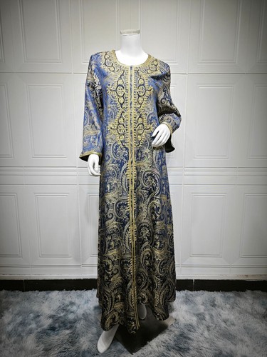 Abito lungo abaya ricamo caftano perline maxi abiti Dubai donna abiti musulmani - Foto 18 di 27