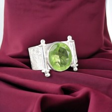Natural Peridot Gemstone Engagement Ring All Size 925 Sterling Silver Jewelry DE