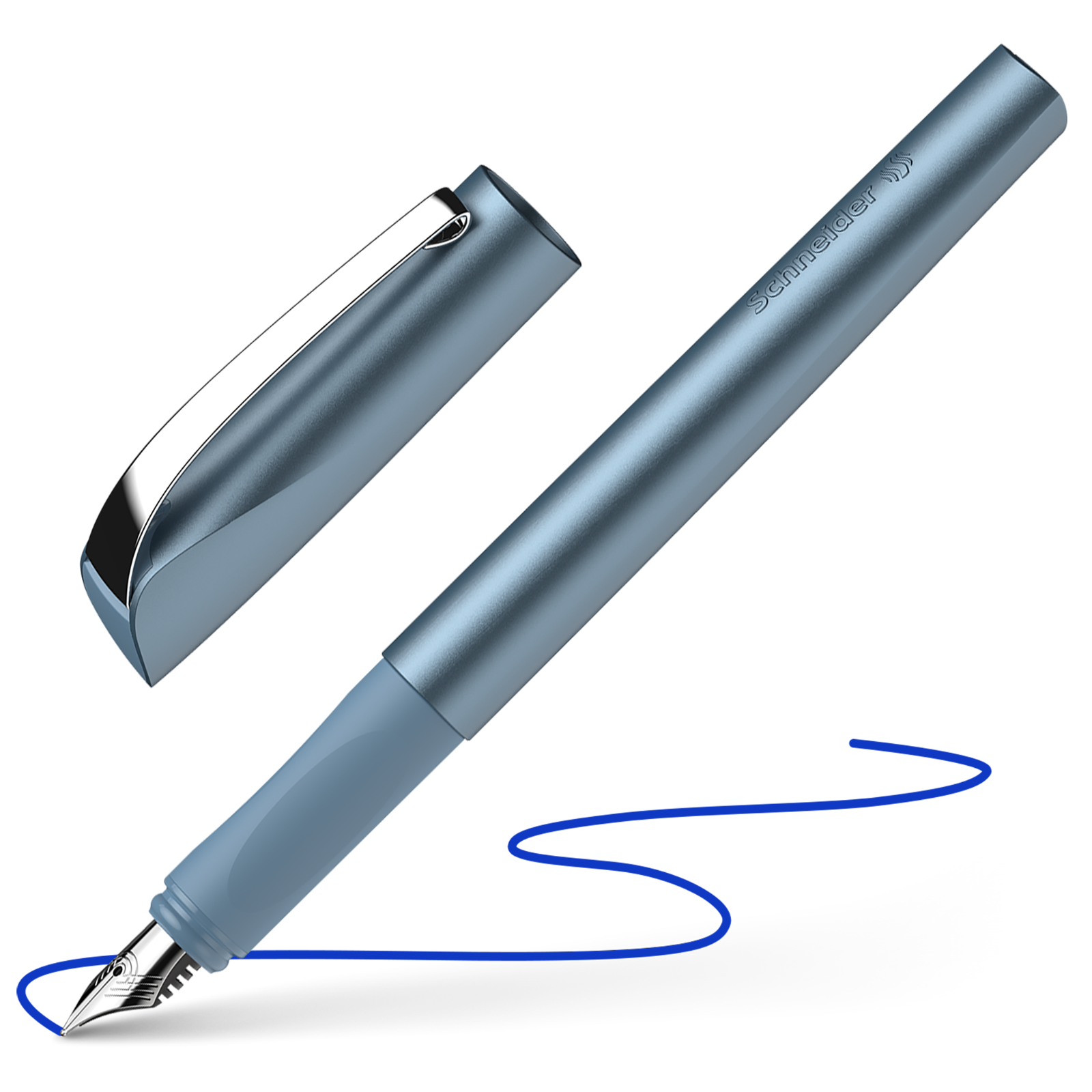 Hugo Boss Füllfederhalter Step Blue – Matt Nachtblau, Dunkelchrome Zierteile, Aluminium/Messing