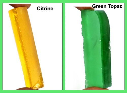 180 Ct Citrine & Green Loose Gemstone Slice Rough Pair Certified AD994 - Picture 2 of 6