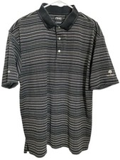 Ping Collection Perf. Short Sleeve Black Striped 3 Button Polo Shirt Mens L