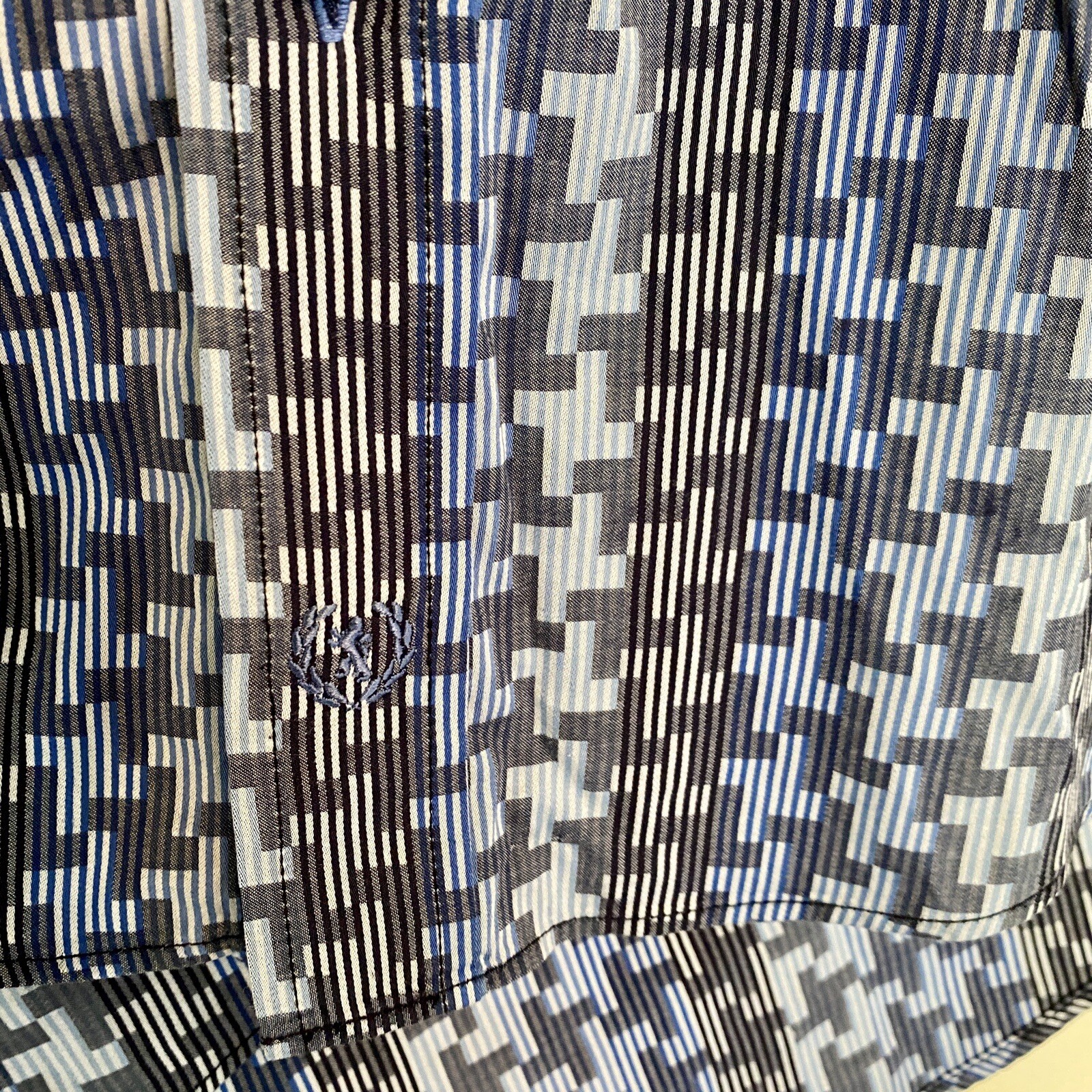 Bugatchi Button Down Long Sleeve Shirt Geometric … - image 5