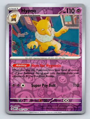 shiny hypno pokemon card Hypno Reverse Holo NM 097/165 Scarlet & Violet 151 Pokemon Card