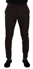 DOLCE & GABBANA Pants Dress Brown Striped Wool Formal Trouser IT48 / W34 /M $900