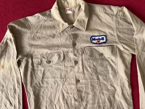 Vintage Medium 1950’s Unitog Union Mobil Gas Oil Attendant Long Sleeve Shirt