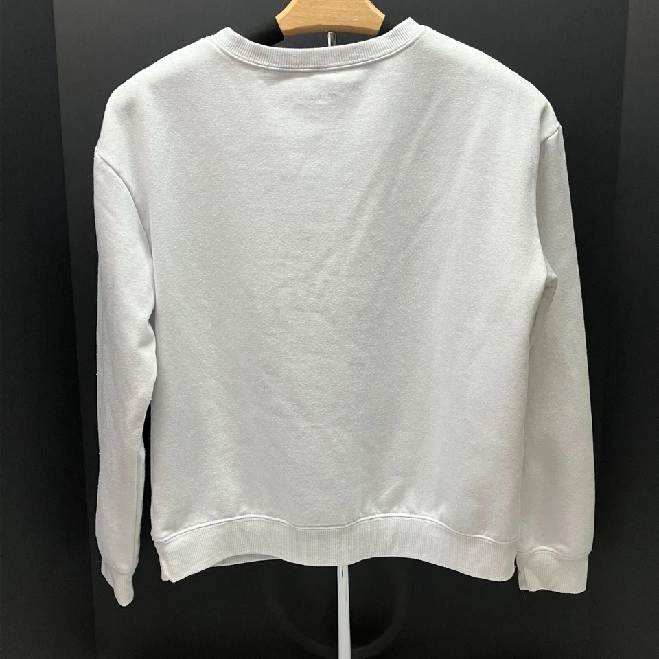 Sudadera Miken Flow para mujer Happy Mama súper suave recortada blanca cuello redondo S Foto 2 de 4