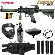 Maddog Tippmann Cronus Tactical Silver HPA Paintball Gun Starter Package - Olive